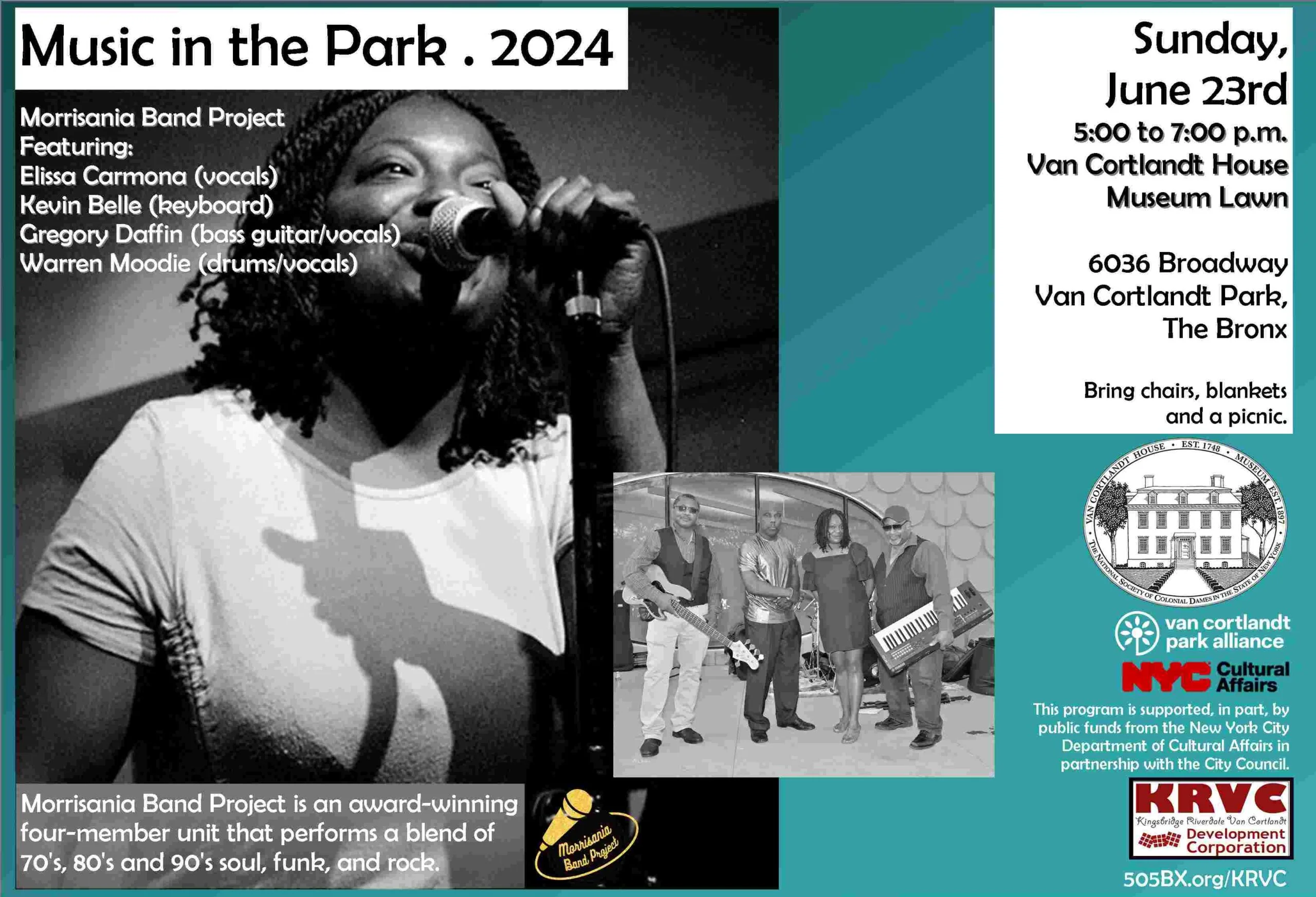 KRVC: Music in the Park June 23 at Van Cortlandt park starting at 5pm